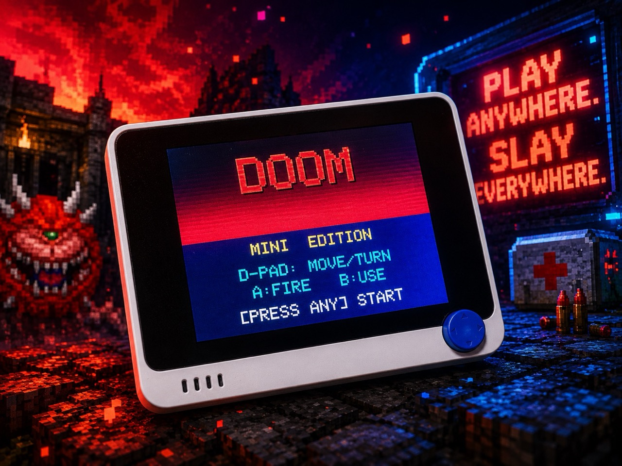 DOOM Mini Edition running on a handheld Wio Terminal