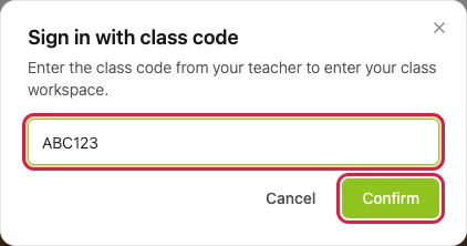 Enter the course code and click Confirm