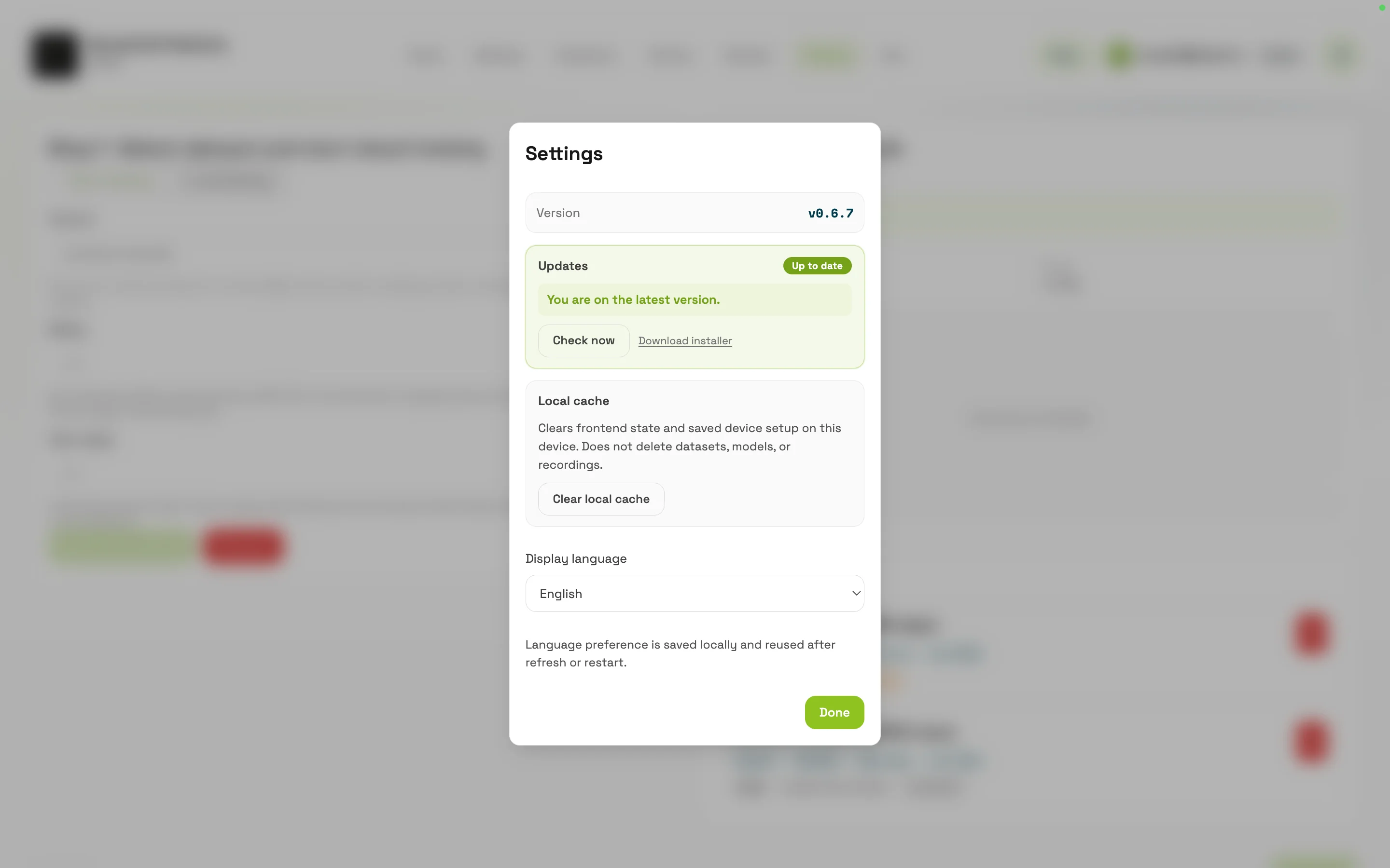 Settings and Updates screenshot 1